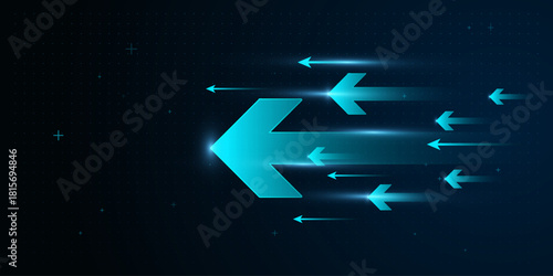 A futuristic financial chart shows increasing performance, with sleek arrows pointing back to indicate strong upward movement. Arrows Concepts