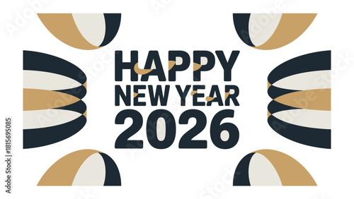 Happy New Year 2026: An elegant design, with Happy New Year 2026, perfect for celebratory media. 
