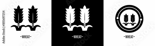 Wheat logo set. Collection of black and white logos. Stock vector