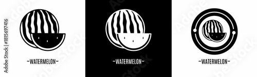 Watermelon logo set. Collection of black and white logos. Stock vector