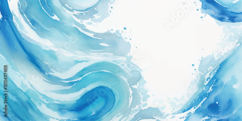 Abstract watercolor waves in blue hues flowing water illustration perfect for backgrounds and creative projects