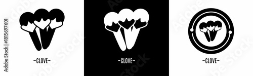 Clove logo set. Collection of black and white logos. Stock vector