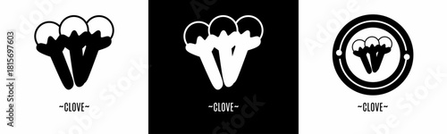 Clove logo set. Collection of black and white logos. Stock vector