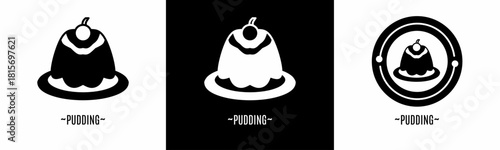 Pudding icon set. Collection of black logos. Stock vector
