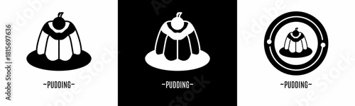 Pudding icon set. Collection of black logos. Stock vector