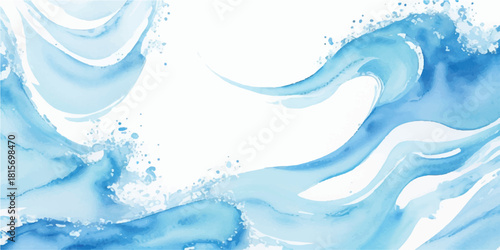 Watercolor ocean waves illustration abstract blue sea background perfect for summer designs and nautical themes