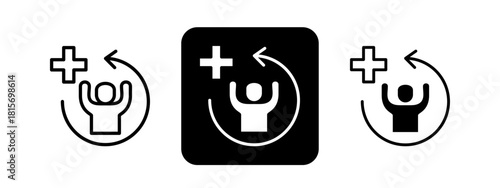 Recovery Solid color and black line drawing vector illustration set