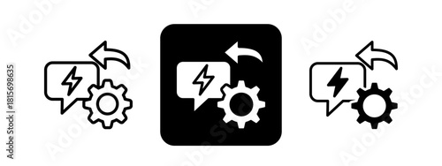 Response Solid color and black line drawing vector illustration set