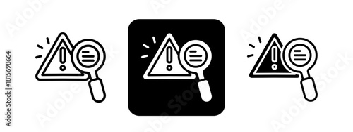 Risk Analysis Solid color and black line drawing vector illustration set