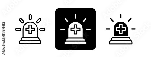 Emergency Light Solid color and black line drawing vector illustration set