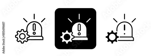 Emergency Solid color and black line drawing vector illustration set