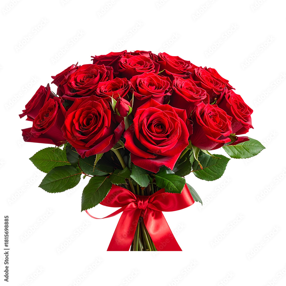 Obraz premium Untitled design - bouquet of red roses with ribbon isolated on a transparent or white background, png