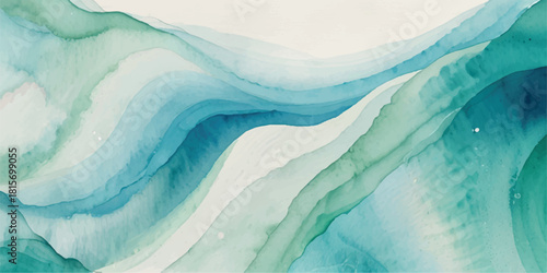 Abstract watercolor waves background flowing teal and blue gradient perfect for textures and backgrounds