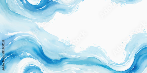 Abstract watercolor blue wave background flowing shapes and textures perfect for banners and design elements