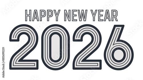 New Year 2026 Celebration: A modern and sleek design congratulating the New Year 2026. This festive graphic is ideal for cards, banners, and digital platforms.