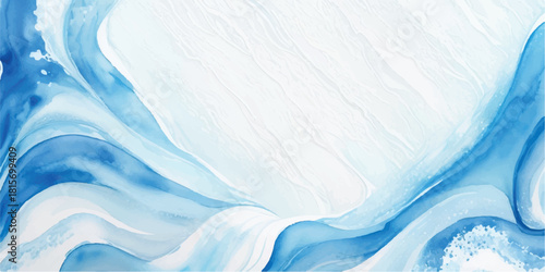 Abstract watercolor painting with blue and white waves flowing design for backgrounds and artistic projects creating a serene and calming effect