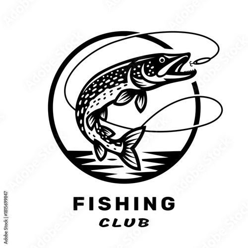 Fishing club logo with an image of a pike.