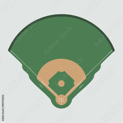 Baseball Field Illustration Green and Brown Design.
