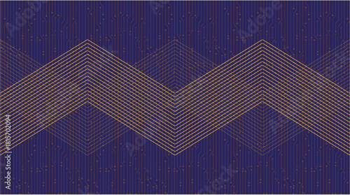 Golden Wave on Violet Technology Background,comic and Motion concept design,vector.