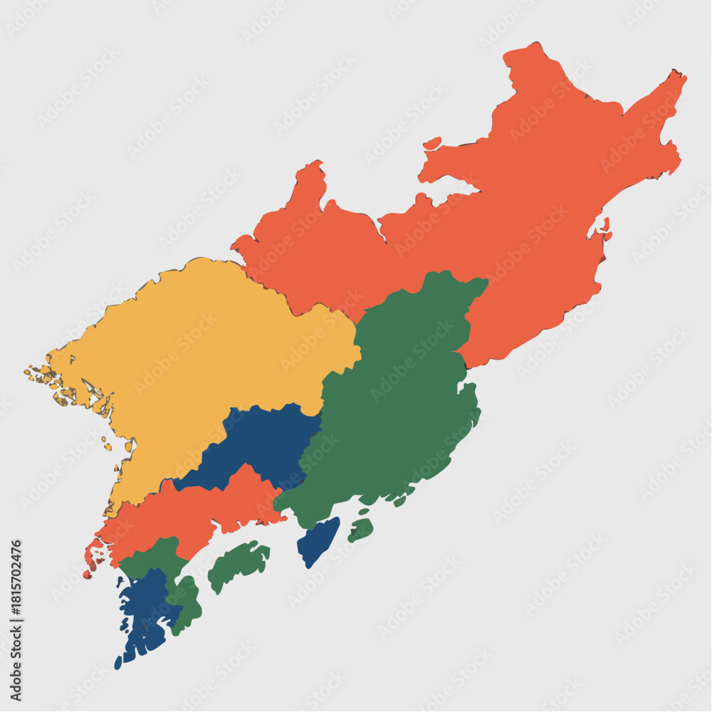 Fototapeta premium Colorful Map of Russian Far East Regions.