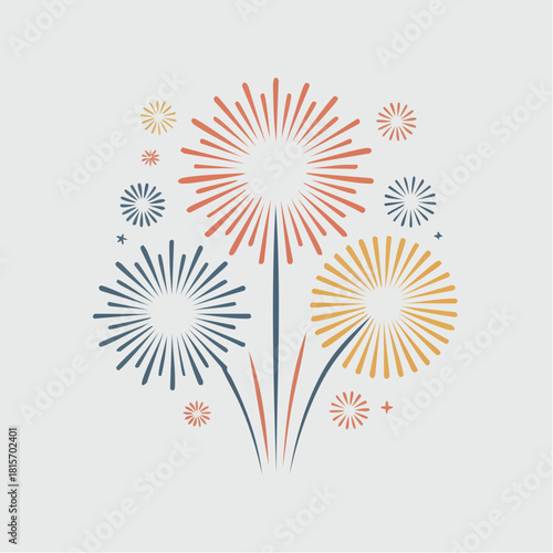 Colorful Bursting Fireworks Display Celebration.