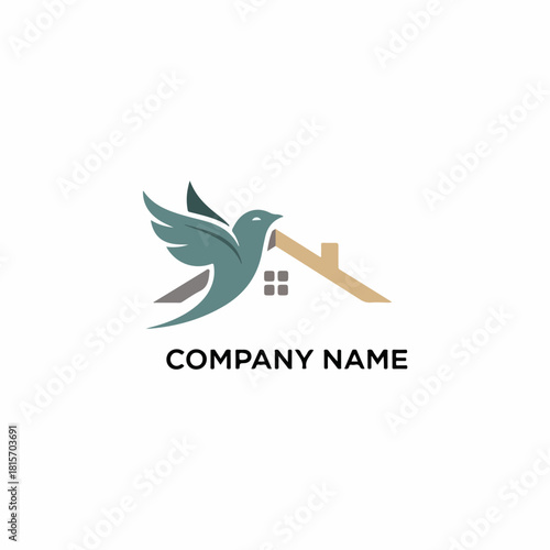 Logo of a bird flying over a house roof, representing freedom and homeownership
