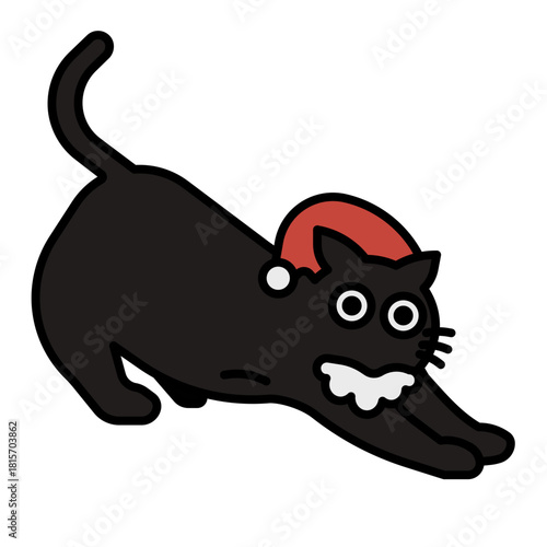  Lazy cat with Santa Claus hat