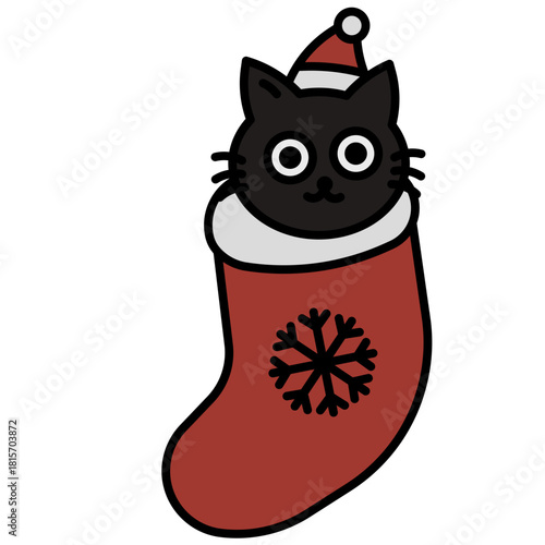 Cat in Christmas sock