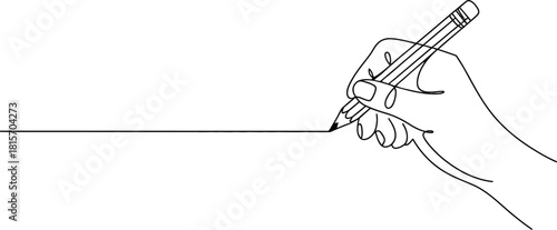 Hand Holding Pencil Drawing Line - Creativity, Writing & Design Process