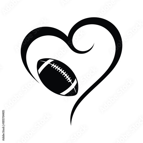 Heart with Football Silhouette - Sports Love, Game & Fan Passion