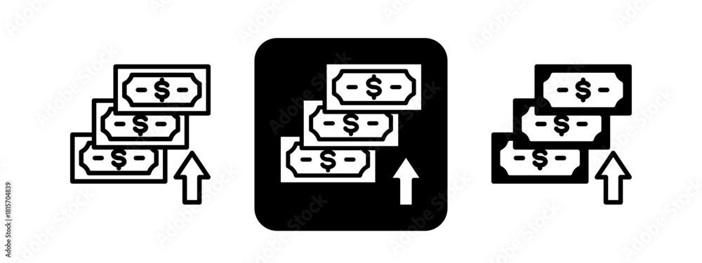 Fototapeta premium Yield Solid color and black line drawing vector illustration set