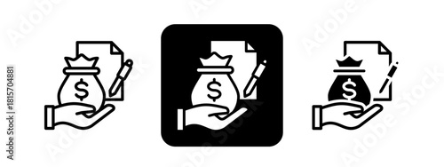 Loan Solid color and black line drawing vector illustration set