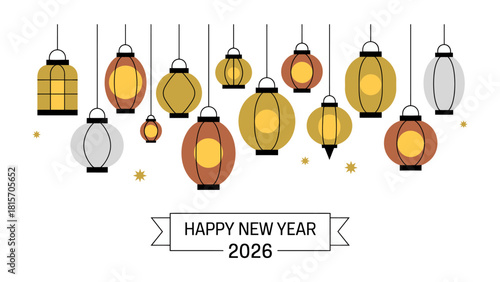 Joyful Lanterns: A collection of festive lanterns, each a unique embodiment of artistic design and cultural heritage, creates a joyous ambiance for the new year celebration.