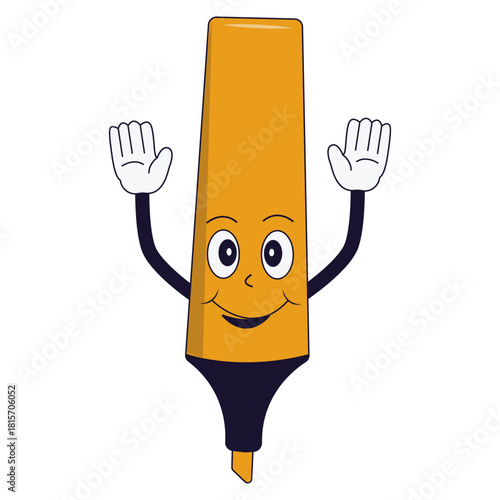 Groovy School Equipment Cartoon Character. Isolated Vector Illustration