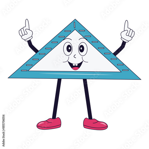 Groovy School Equipment Cartoon Character. Isolated Vector Illustration