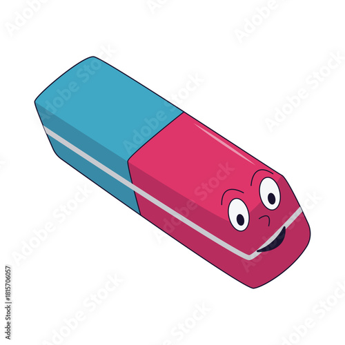 Groovy School Equipment Cartoon Character. Isolated Vector Illustration