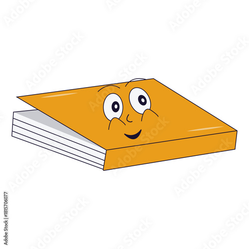 Groovy School Equipment Cartoon Character. Isolated Vector Illustration