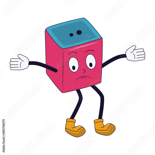 Groovy School Equipment Cartoon Character. Isolated Vector Illustration