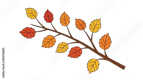 Autumn Branch with Colorful Leaves A Symbol of Fall Season and Nature's Beauty