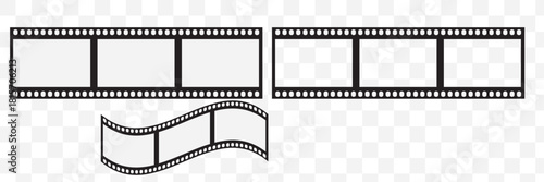 Film strip frame or border set. Photo, cinema or movie negative. Vector illustration.