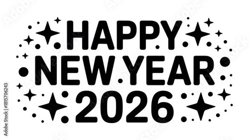 New Year 2026 Celebration: A modern and sleek design announcing the arrival of the New Year, creating a sense of anticipation and celebration for the year 2026. 