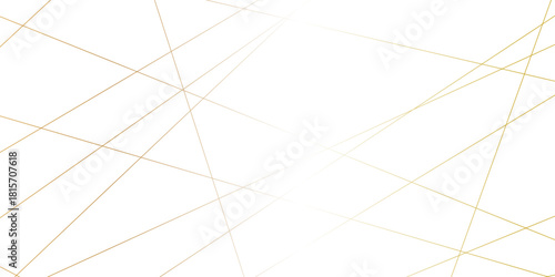 Abstract minimalistic white background with elegant intersecting golden lines forming a geometric pattern. random chaotic line and creative geometric many square, triangle shape background.