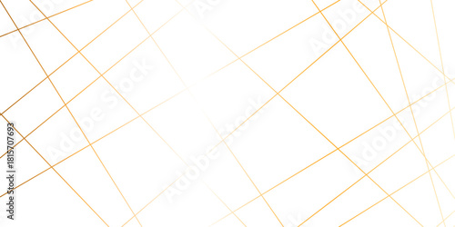 Abstract minimalistic white background with elegant intersecting golden lines forming a geometric pattern. random chaotic line and creative geometric many square, triangle shape background.