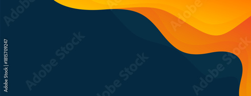 Abstract orange and dark blue banner background with fluid wave shapes, modern smooth gradient design, suitable for sale banners, business, ads, events, web, headers, and more