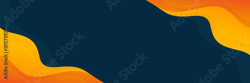 Abstract orange and dark blue banner background with fluid wave shapes, modern smooth gradient design, suitable for sale banners, business, ads, events, web, headers, and more