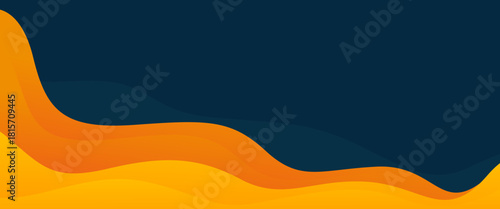 Abstract orange and dark blue banner background with fluid wave shapes, modern smooth gradient design, suitable for sale banners, business, ads, events, web, headers, and more