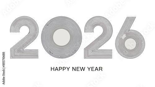 New Year 2026: A minimalist and elegant greeting for the upcoming year, showcasing the numbers 2026 in a contemporary font, accompanied by a festive HAPPY NEW YEAR message.