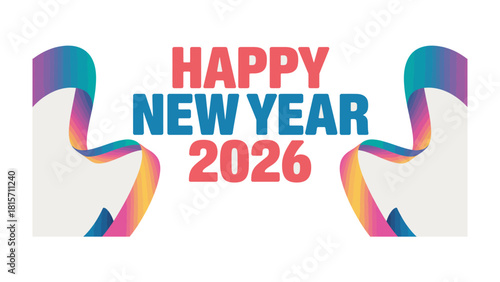 Happy New Year 2026: A vibrant and colorful design wishing viewers a Happy New Year, with an eye-catching display.