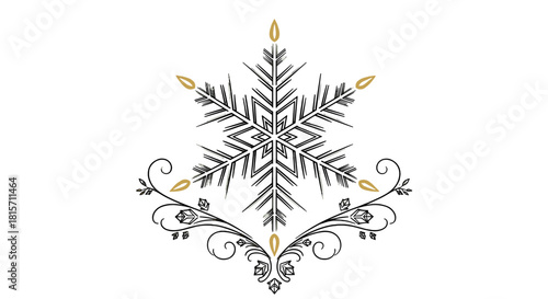 Intricate Snowflake: A delicate, ornate snowflake design, capturing the essence of winter's beauty and the artistry of nature's formations.
