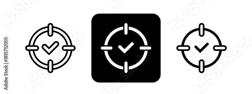 Target Solid color and black line drawing vector illustration set